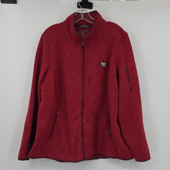 L.L. Bean Women's Cherry Red Full Zip Fleece Jacket Size 2X - Picture 1 of 7